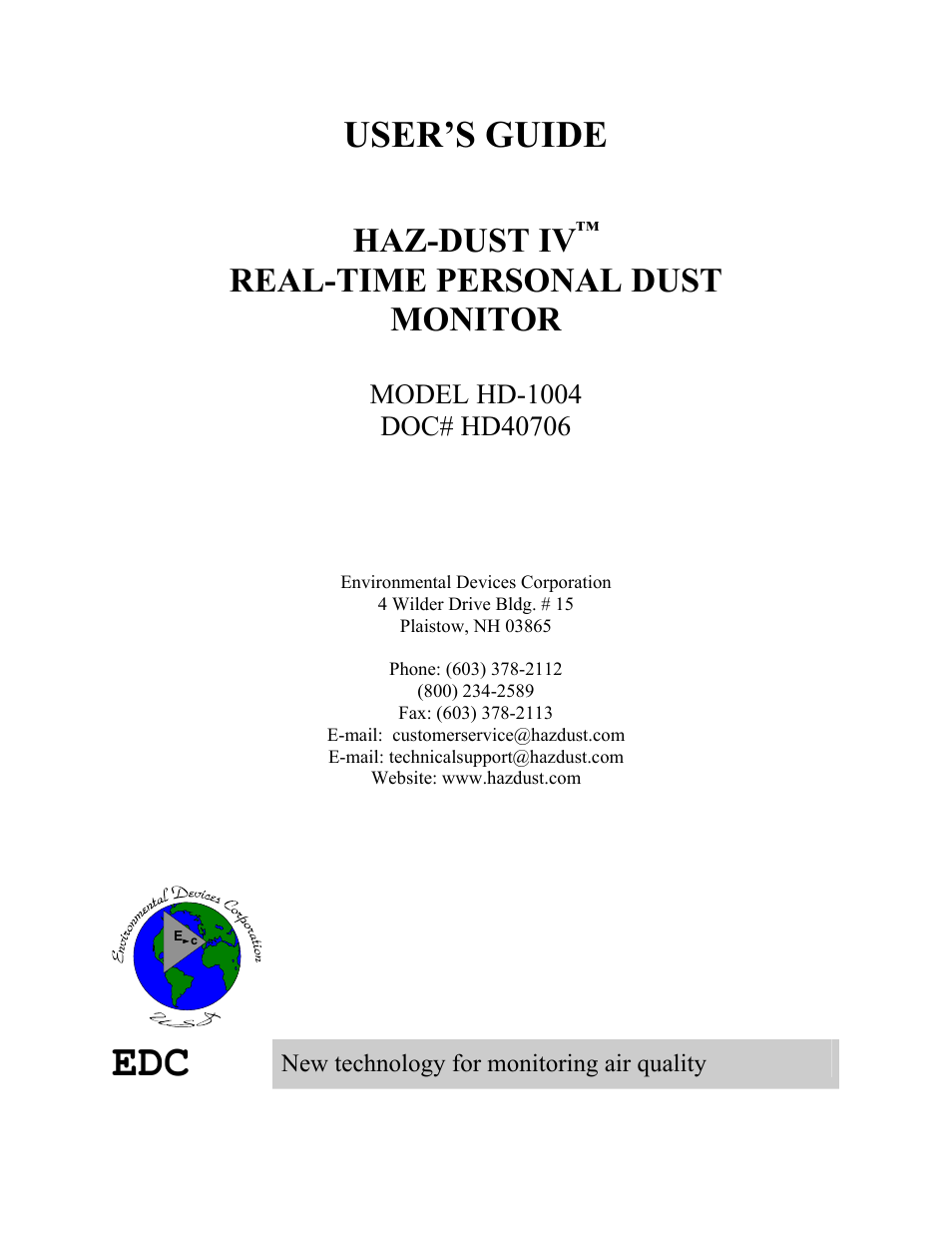 SKC Limited Haz-Dust IV User Manual | 81 pages
