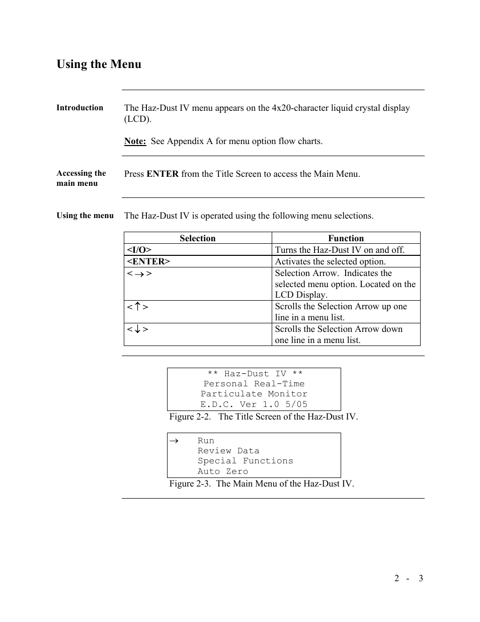 Using the menu | SKC Limited Haz-Dust IV User Manual | Page 20 / 81