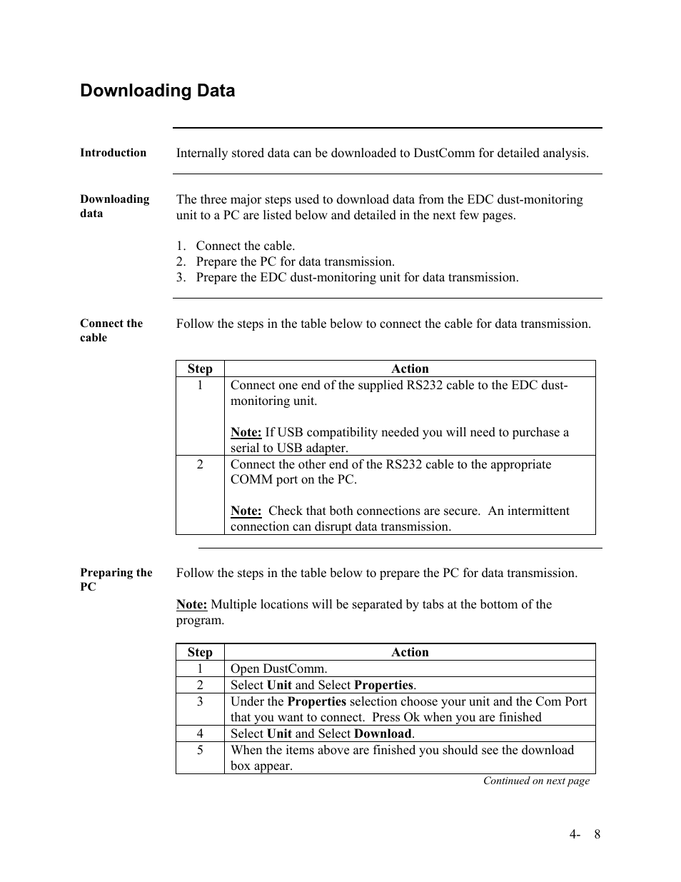Downloading data | SKC Limited Haz-Dust IV User Manual | Page 48 / 81