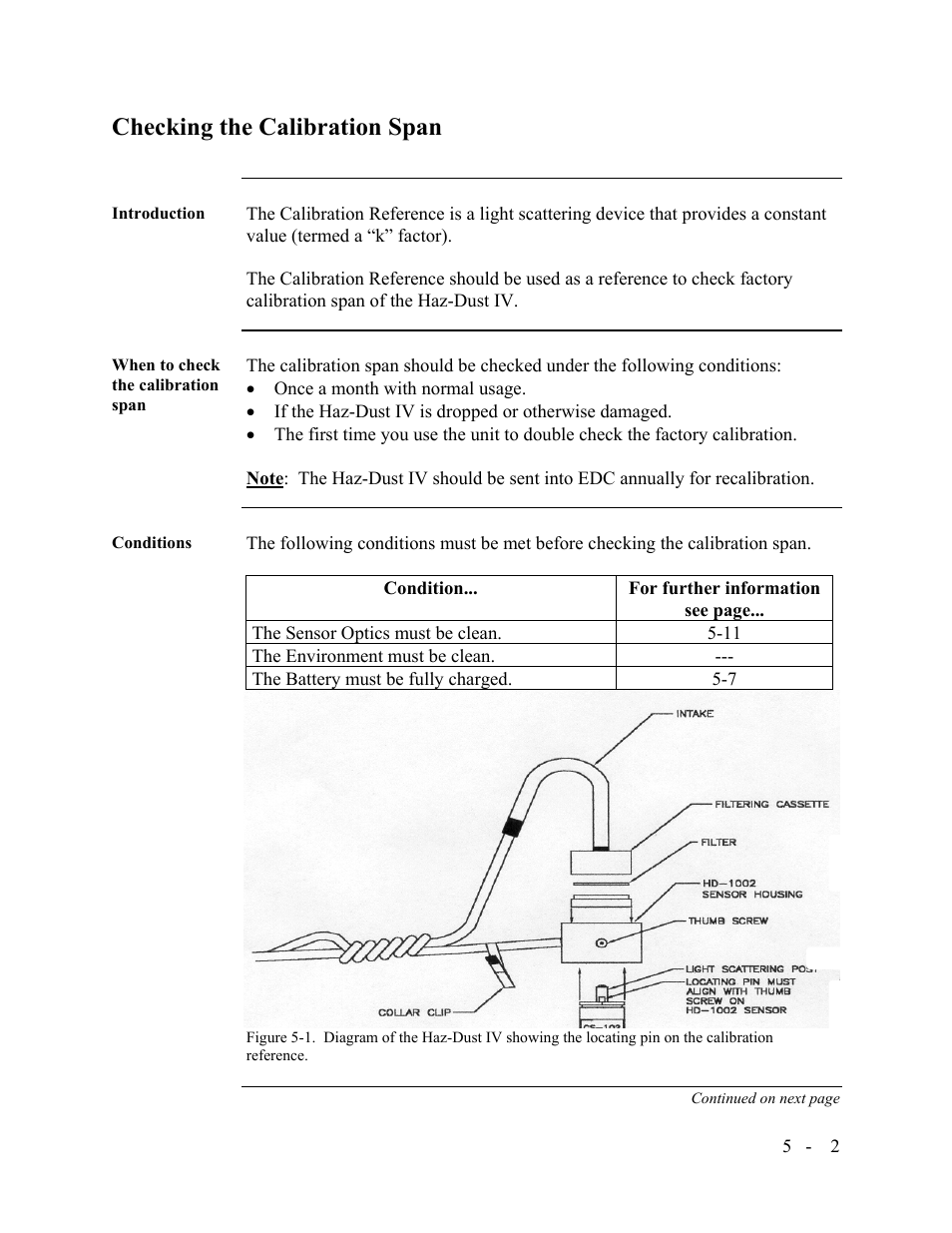 Checking the calibration span | SKC Limited Haz-Dust IV User Manual | Page 62 / 81