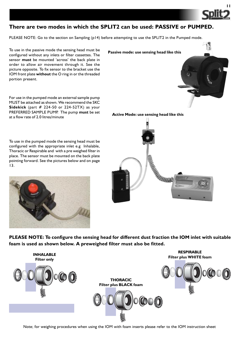 Passive or pumped | SKC Limited SPLIT2 User Manual | Page 11 / 23