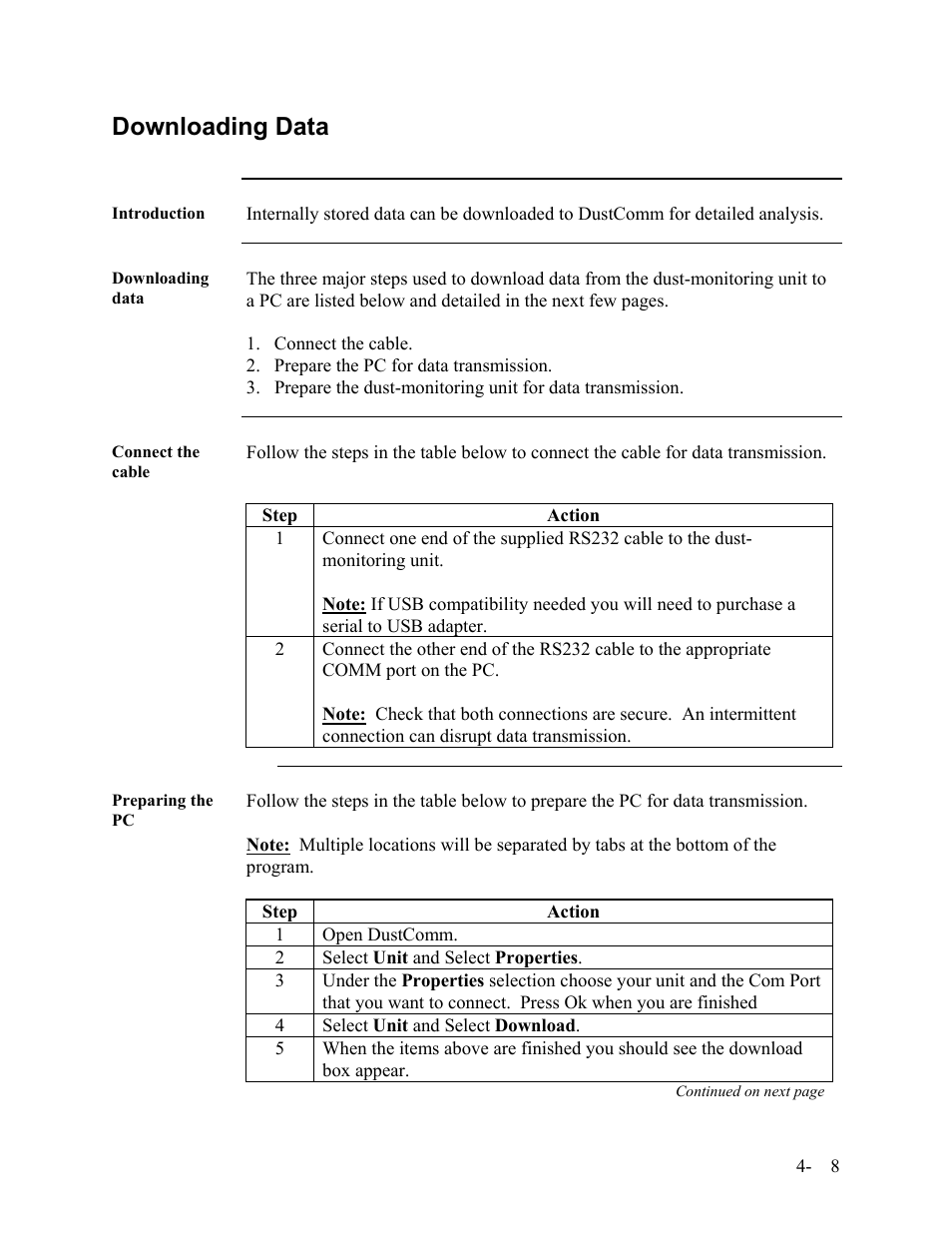 Downloading data | SKC Limited EPAM-5000 User Manual | Page 47 / 90