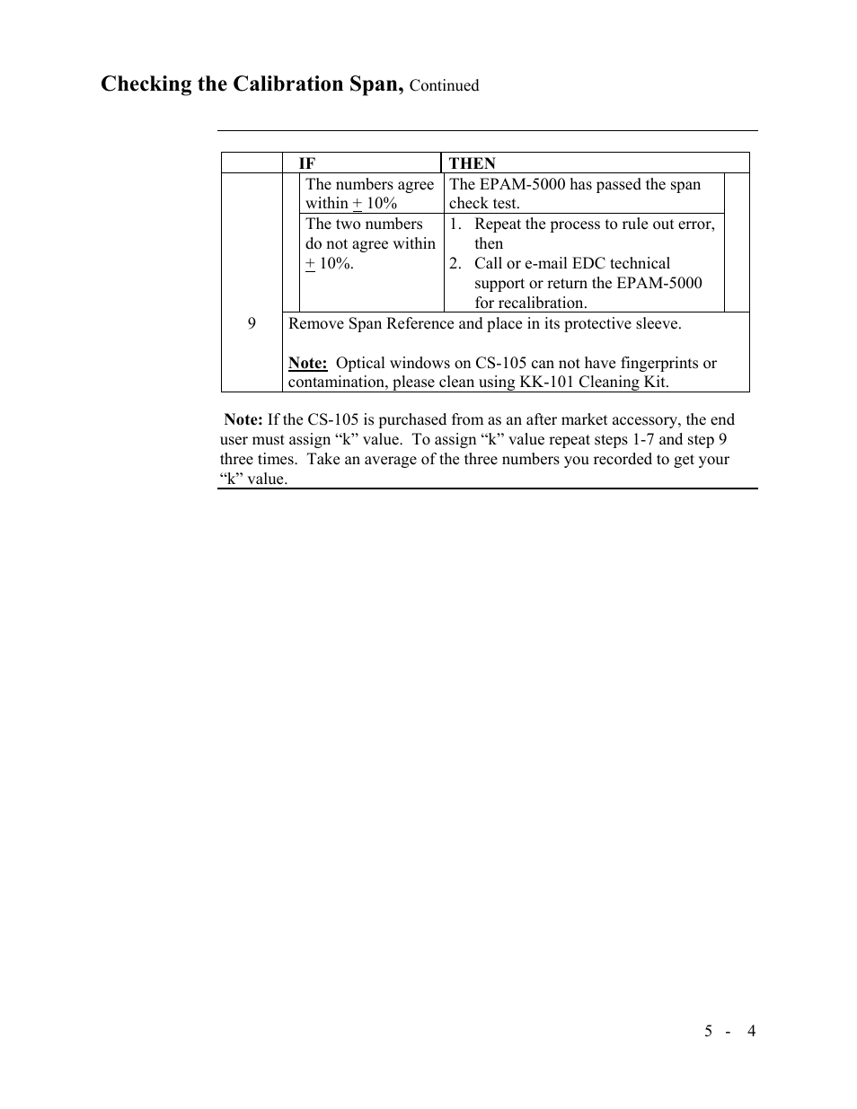 Checking the calibration span | SKC Limited EPAM-5000 User Manual | Page 63 / 90
