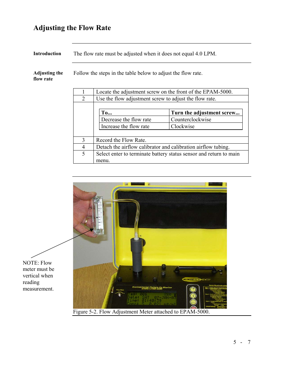 Adjusting the flow rate | SKC Limited EPAM-5000 User Manual | Page 65 / 90