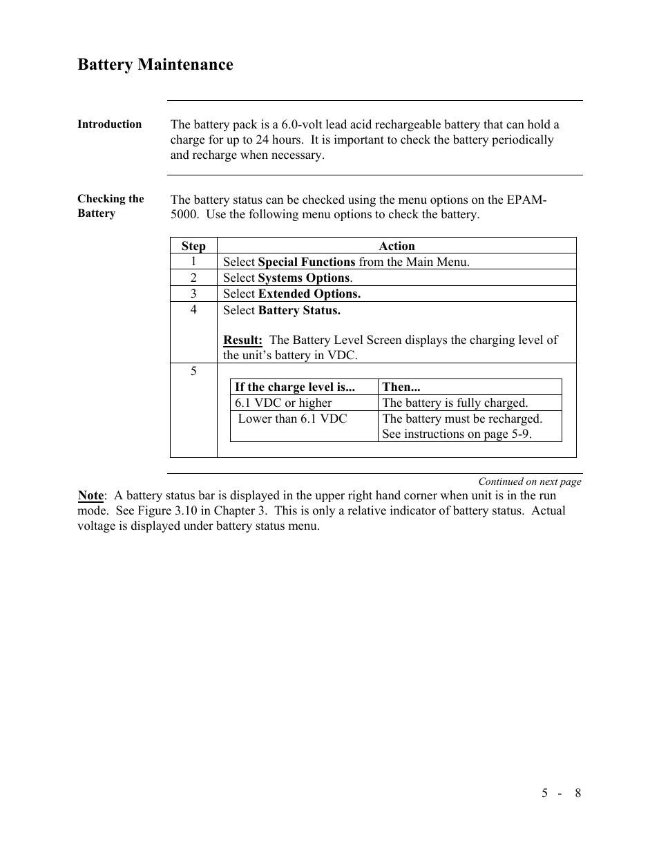 Battery maintenance | SKC Limited EPAM-5000 User Manual | Page 66 / 90