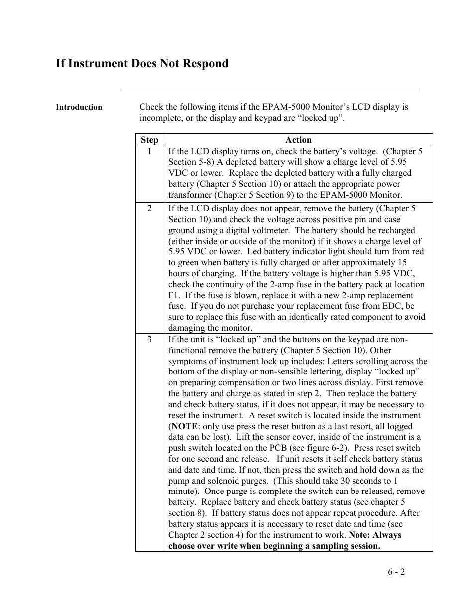 If instrument does not respond | SKC Limited EPAM-5000 User Manual | Page 75 / 90
