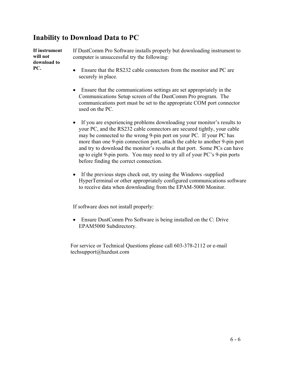 Inability to download data to pc | SKC Limited EPAM-5000 User Manual | Page 79 / 90