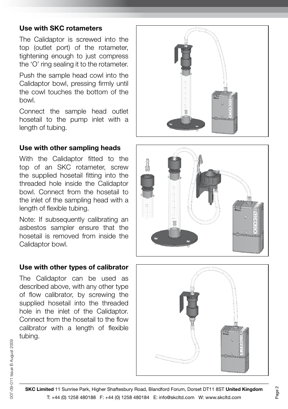 SKC Limited Calibration Adaptor for Cowled Asbestos Sampling Head instructions User Manual | Page 2 / 2