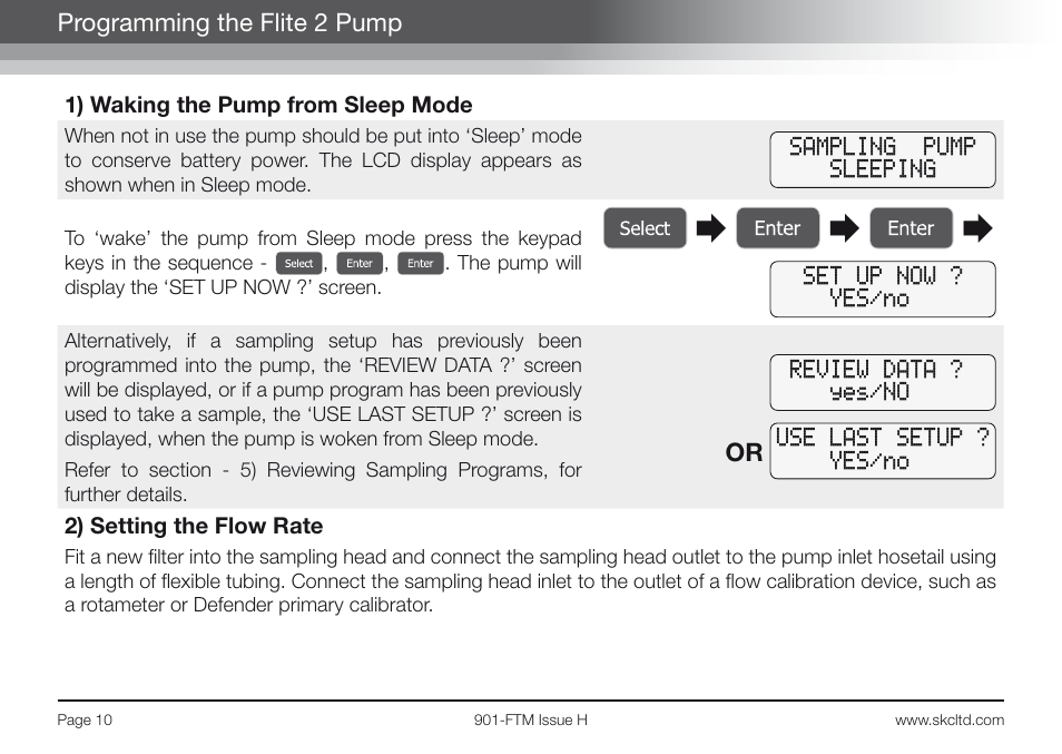Programming the flite 2 pump | SKC Limited Flite2 Manual User Manual | Page 12 / 32