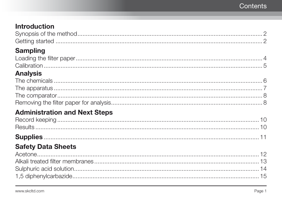 SKC Limited Chromic Acid Test Kit User Manual | Page 3 / 20
