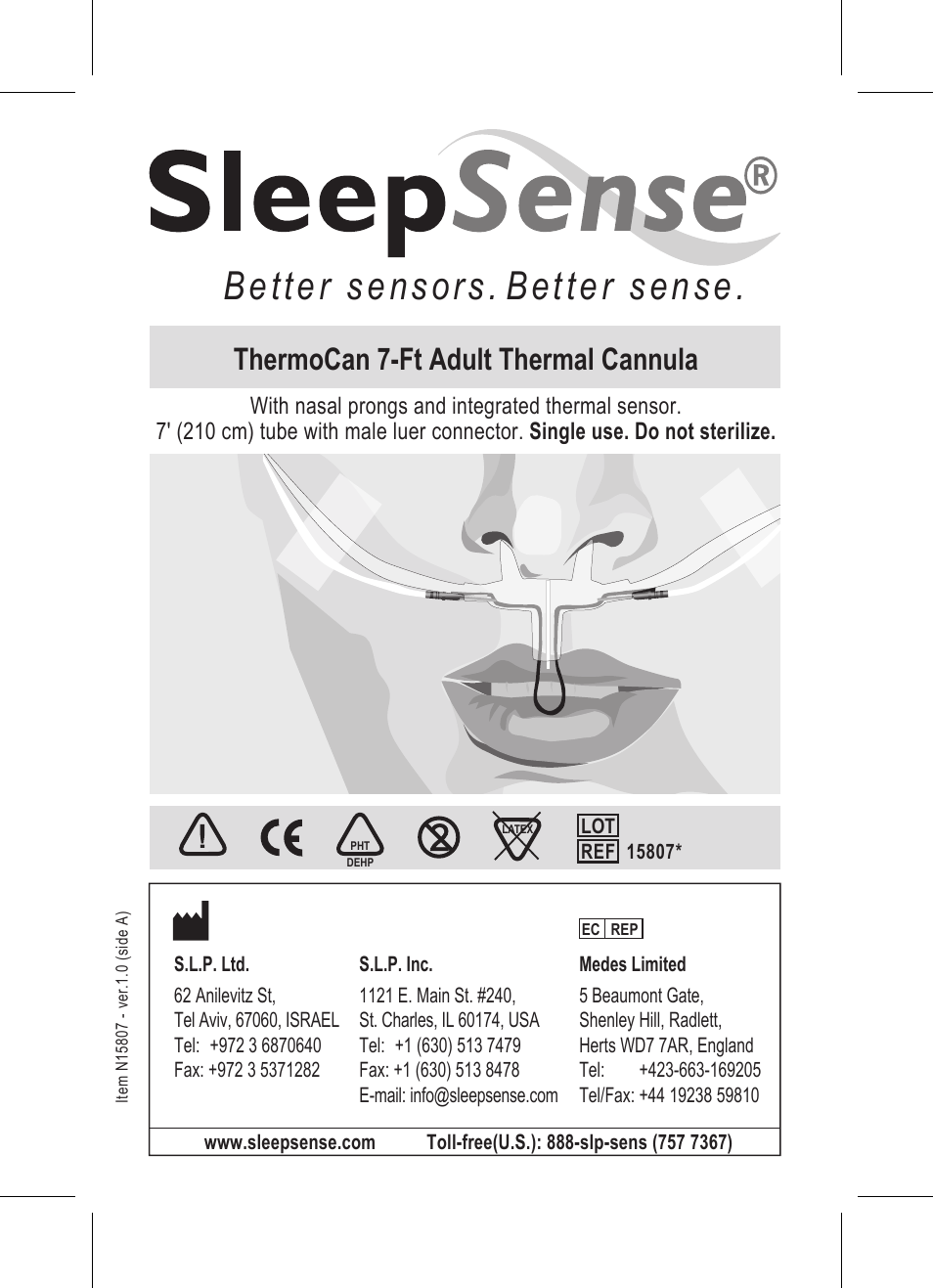 Sleep Sense 15807 ThermoCan Cannula (Adult Nasal 7FT) User Manual | 2 pages