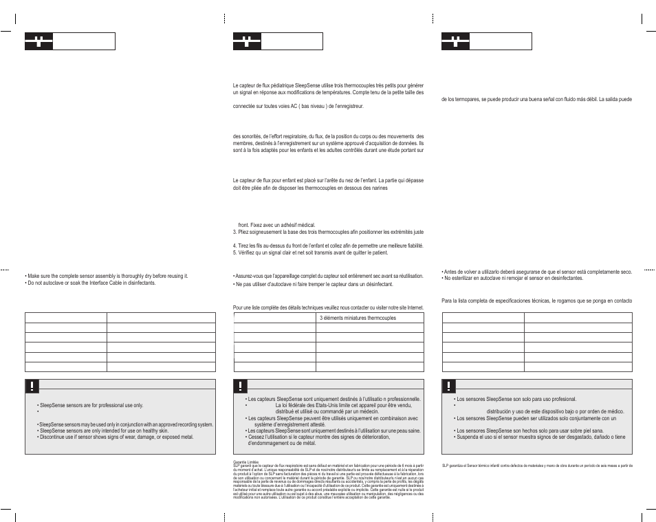 Infant flow sensors | Sleep Sense 1401P Pediatric Thermocouple Flow Sensor User Manual | Page 2 / 2