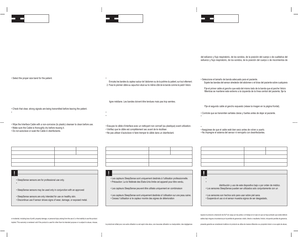 Inductive sensors | Sleep Sense 9101A5 Inductive Interface Cable (Abdomen) - Alice 5 User Manual | Page 2 / 2