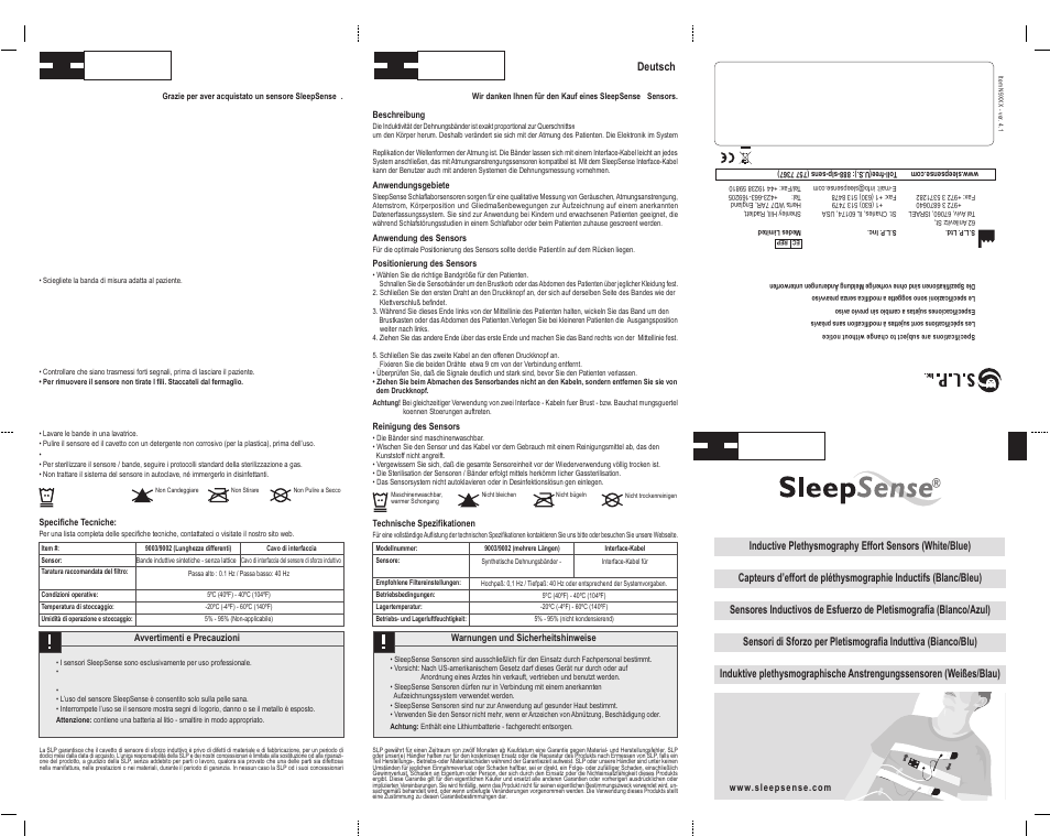 Sleep Sense 9002S Neonatal Inductive Plethysmography Belts User Manual | 2 pages