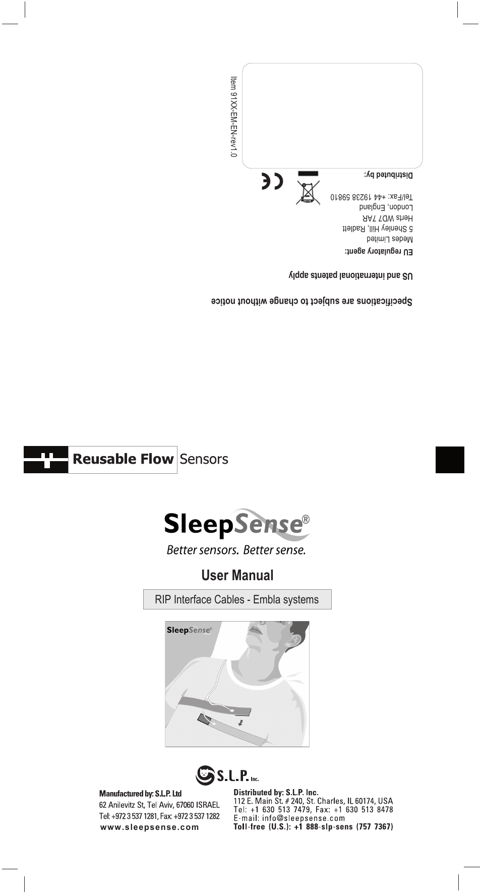 Sleep Sense 9152 Inductive Interface Cable (Chest) - Embla User Manual | 2 pages