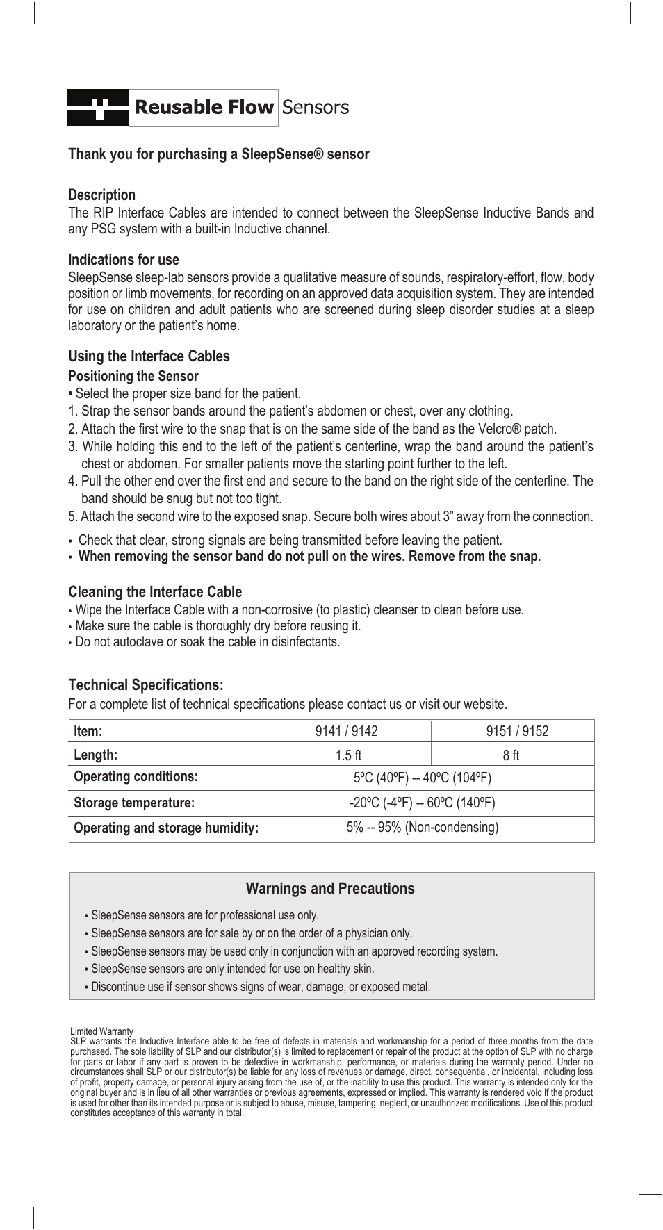 Using the interface cables, Description | Sleep Sense 9152 Inductive Interface Cable (Chest) - Embla User Manual | Page 2 / 2