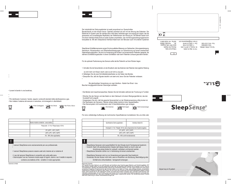 Sleep Sense 9010 Reusable Inductive Effort Belt - Adult User Manual | 2 pages