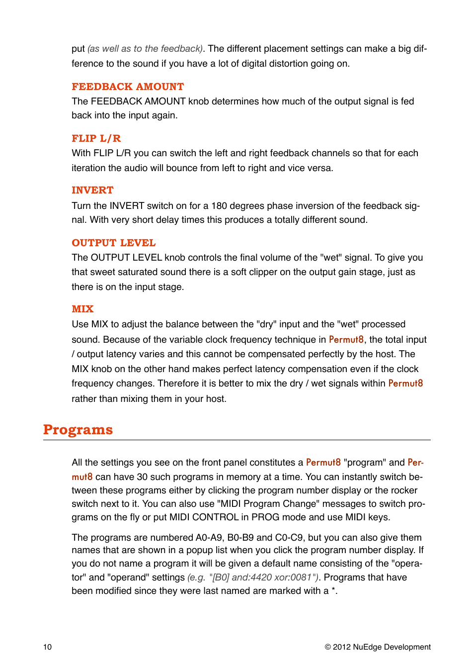 Programs | Sonic Charge Permut8 User Manual | Page 10 / 14