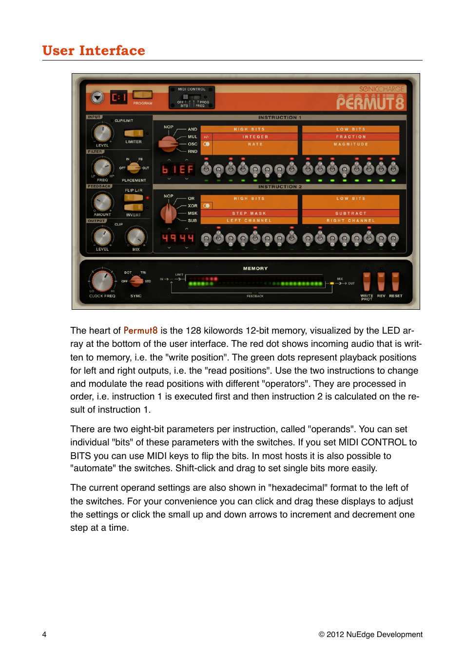 User interface | Sonic Charge Permut8 User Manual | Page 4 / 14