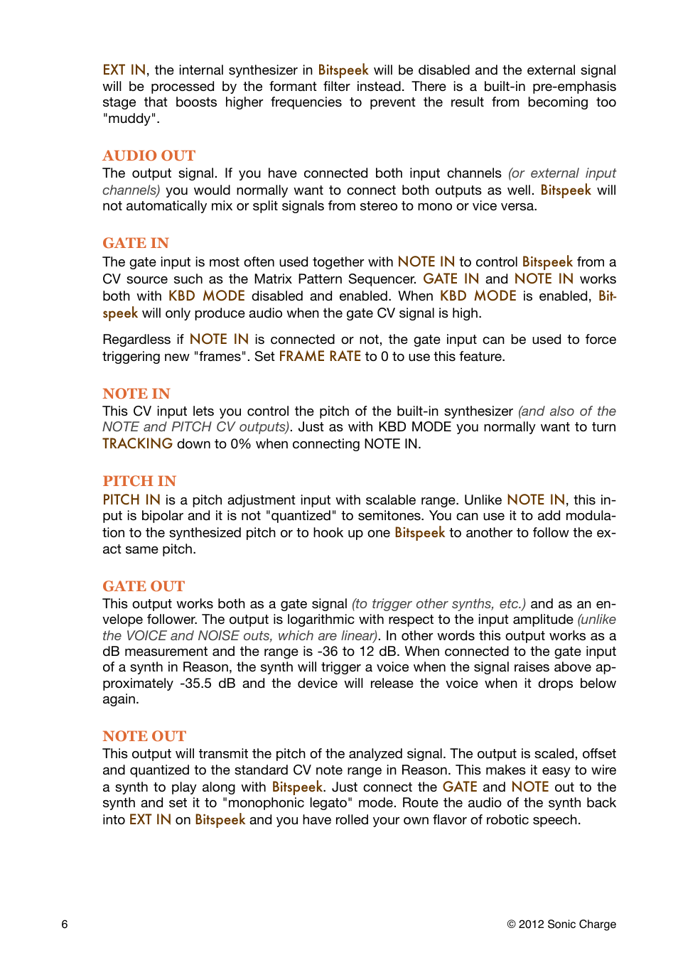 Sonic Charge Bitspeek RE User Manual | Page 6 / 12