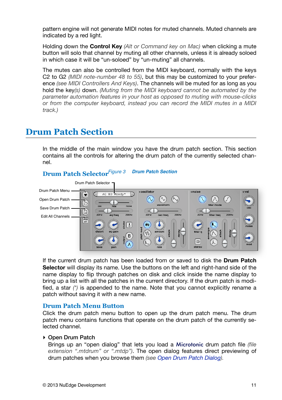 Drum patch section | Sonic Charge Microtonic User Manual | Page 11 / 40