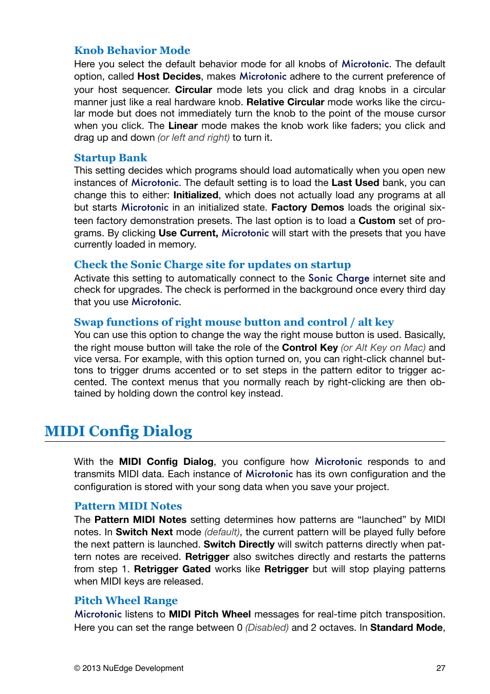 Midi config dialog, Midi config dia | Sonic Charge Microtonic User Manual | Page 27 / 40