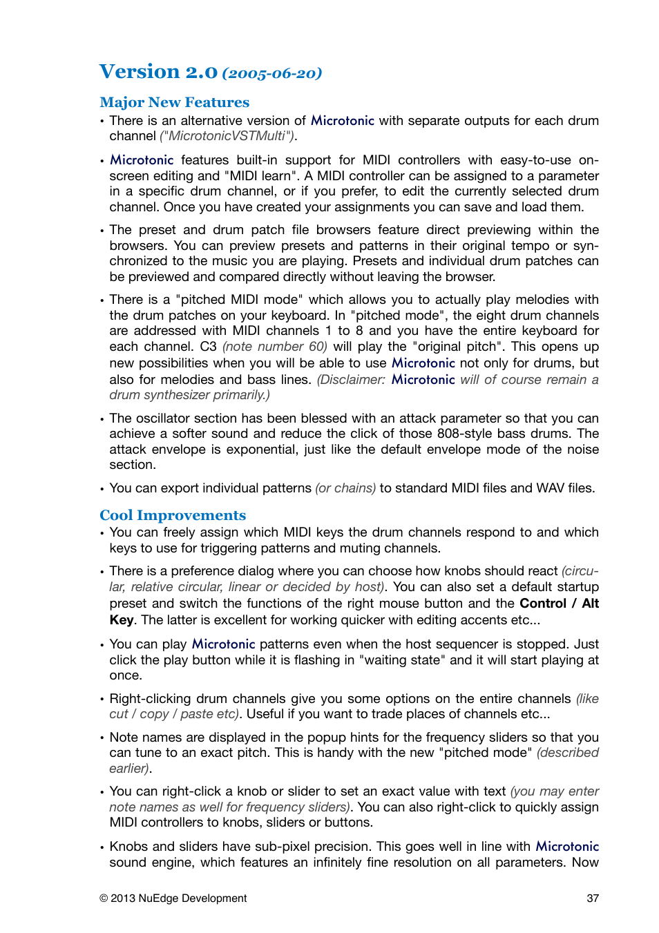 Version 2.0 | Sonic Charge Microtonic User Manual | Page 37 / 40