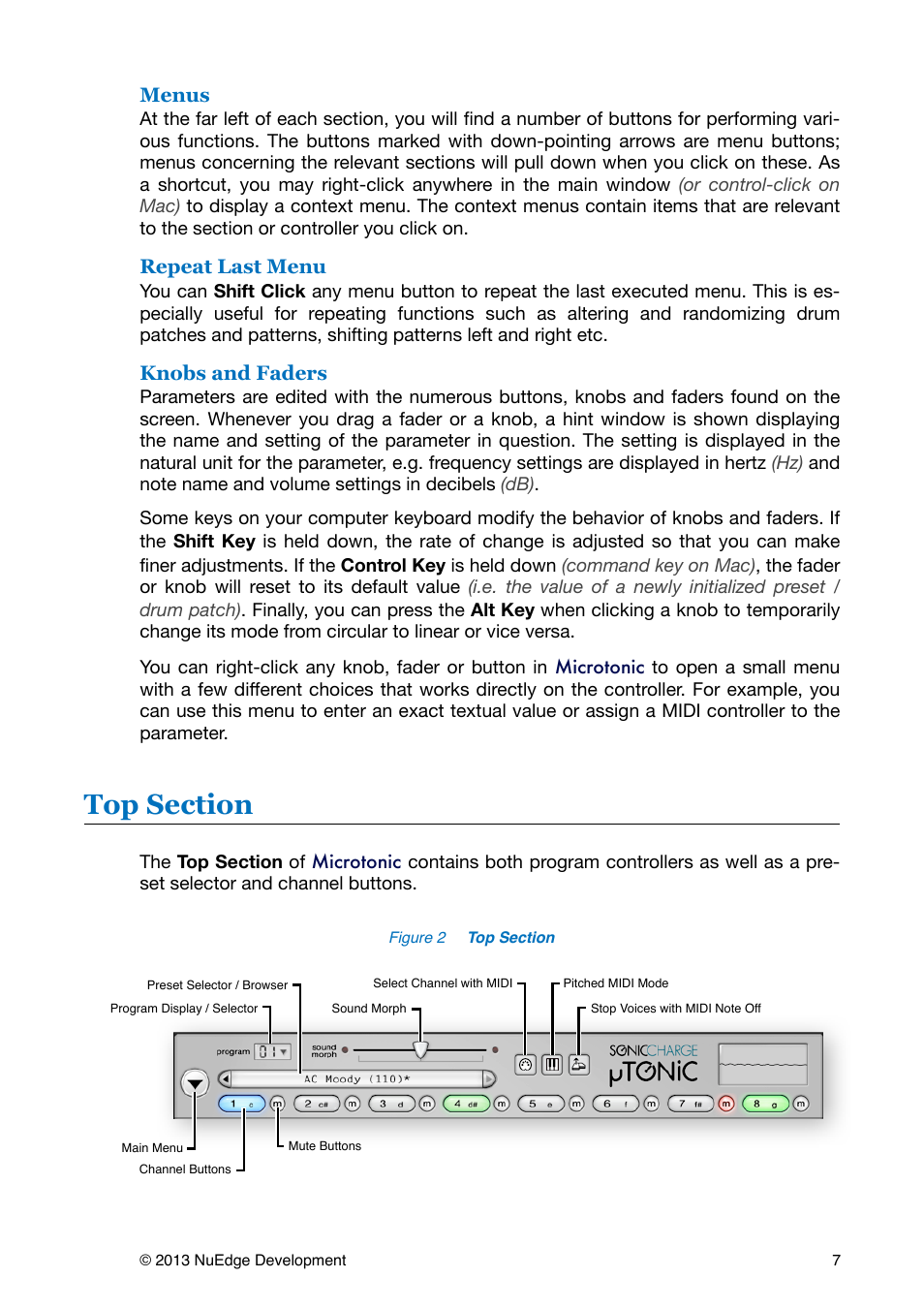 Top section | Sonic Charge Microtonic User Manual | Page 7 / 40