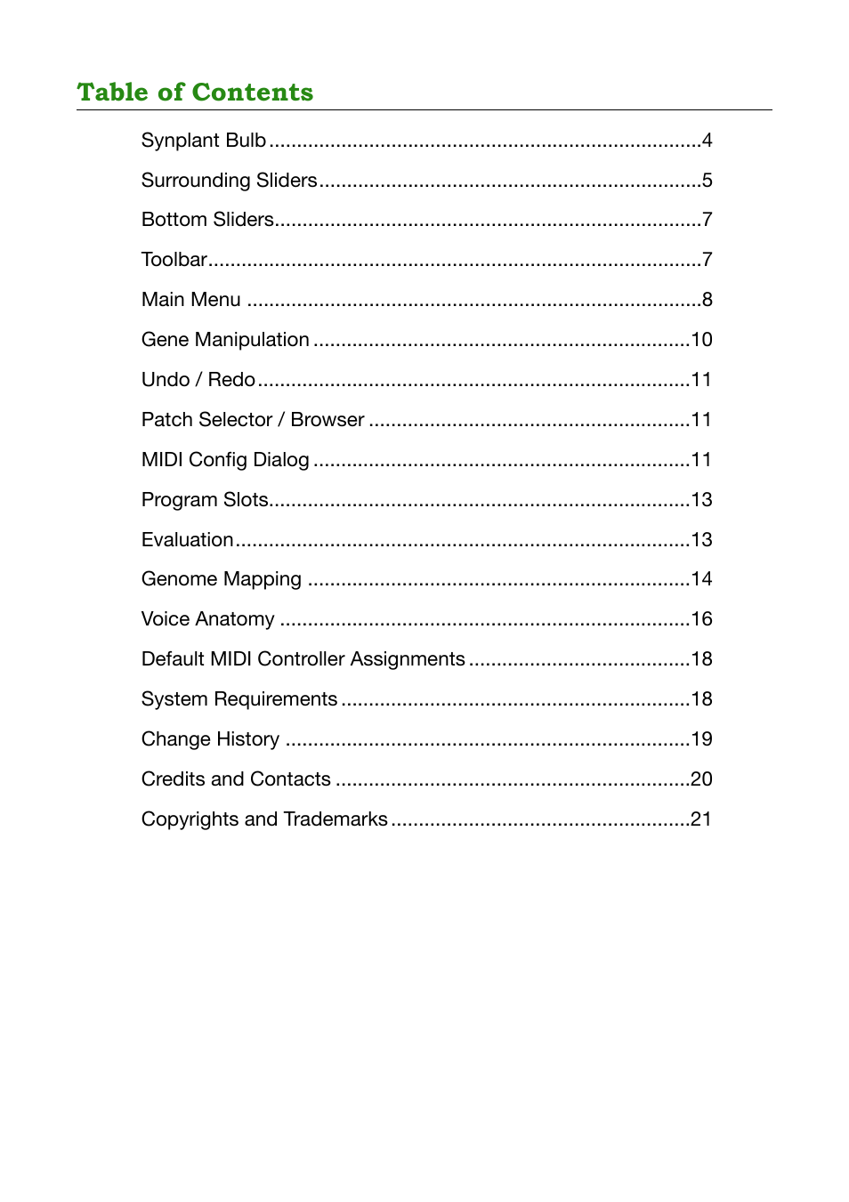 Sonic Charge Synplant User Manual | Page 2 / 21