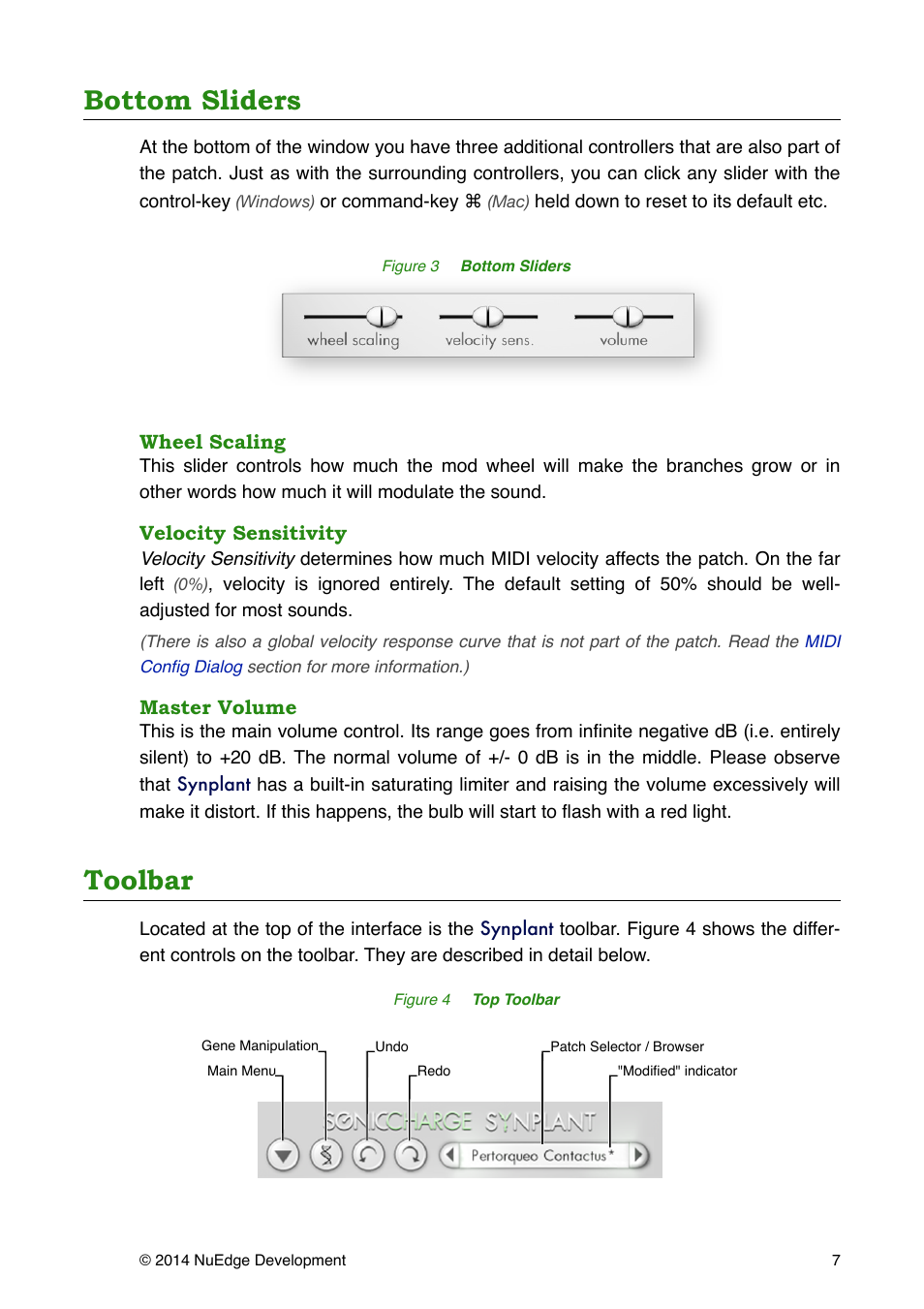Bottom sliders, Toolbar | Sonic Charge Synplant User Manual | Page 7 / 21