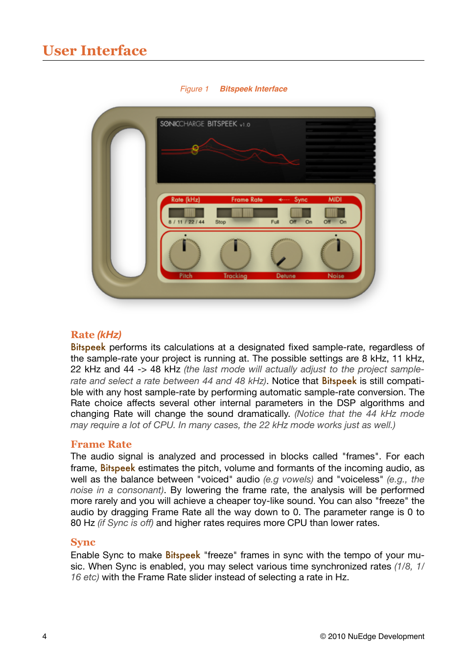 User interface | Sonic Charge Bitspeek User Manual | Page 4 / 9