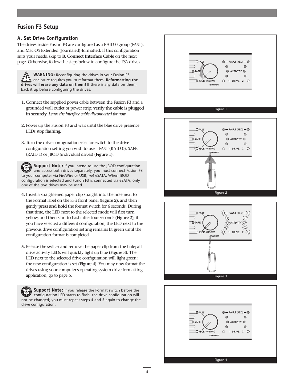 Fusion f3 setup, A. set drive configuration | Sonnet Technologies Fusion F3 User Manual | Page 5 / 8