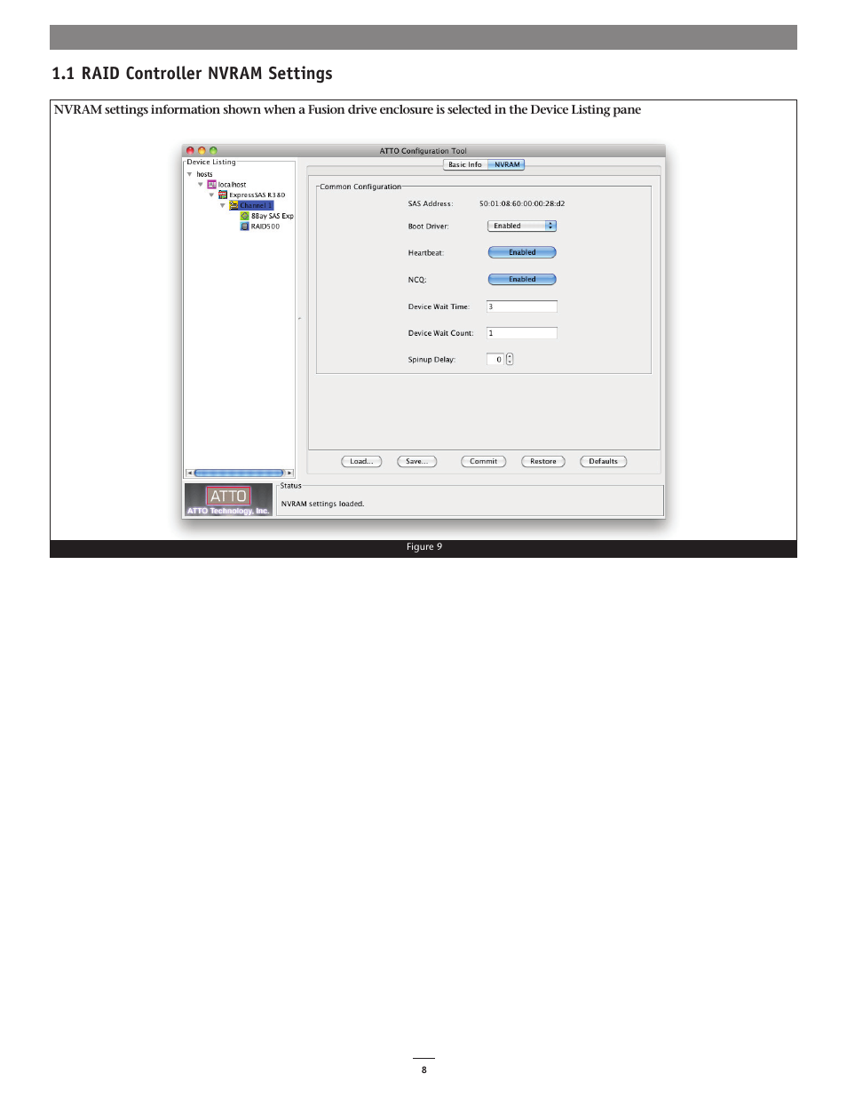 1 raid controller nvram settings | Sonnet Technologies Fusion RAID Configuration Tool and Utilities Operation Manual User Manual | Page 14 / 82