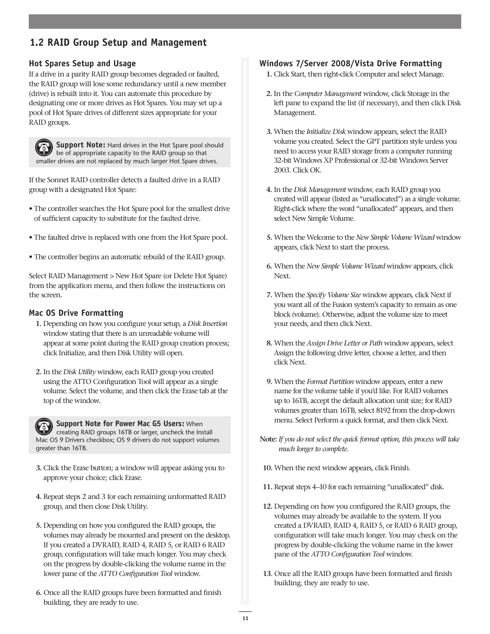 2 raid group setup and management | Sonnet Technologies Fusion RAID Configuration Tool and Utilities Operation Manual User Manual | Page 17 / 82