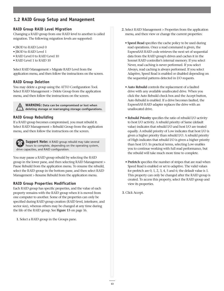 2 raid group setup and management | Sonnet Technologies Fusion RAID Configuration Tool and Utilities Operation Manual User Manual | Page 19 / 82