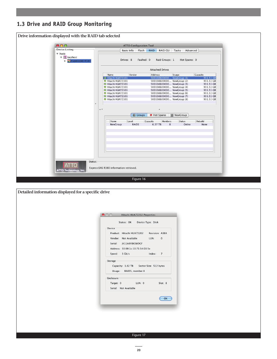 3 drive and raid group monitoring | Sonnet Technologies Fusion RAID Configuration Tool and Utilities Operation Manual User Manual | Page 26 / 82