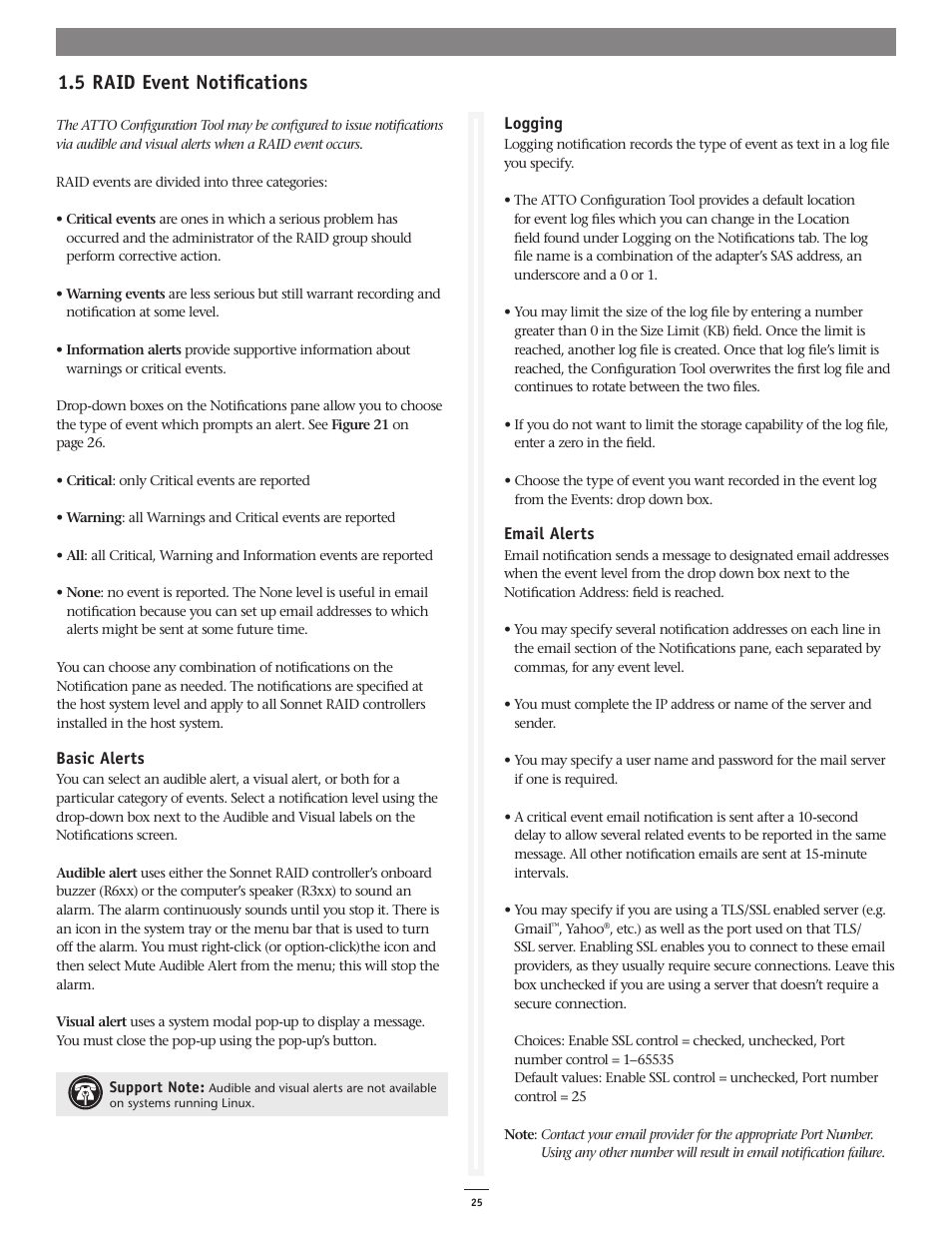 5 raid event notifications | Sonnet Technologies Fusion RAID Configuration Tool and Utilities Operation Manual User Manual | Page 31 / 82