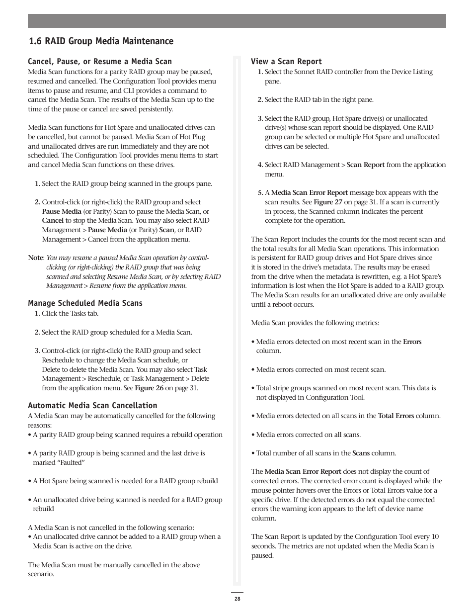 6 raid group media maintenance | Sonnet Technologies Fusion RAID Configuration Tool and Utilities Operation Manual User Manual | Page 34 / 82