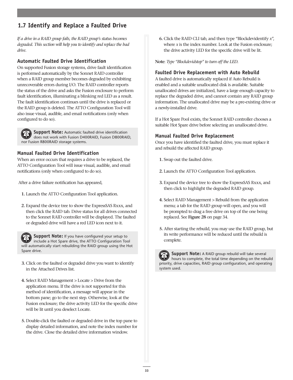 7 identify and replace a faulted drive | Sonnet Technologies Fusion RAID Configuration Tool and Utilities Operation Manual User Manual | Page 39 / 82