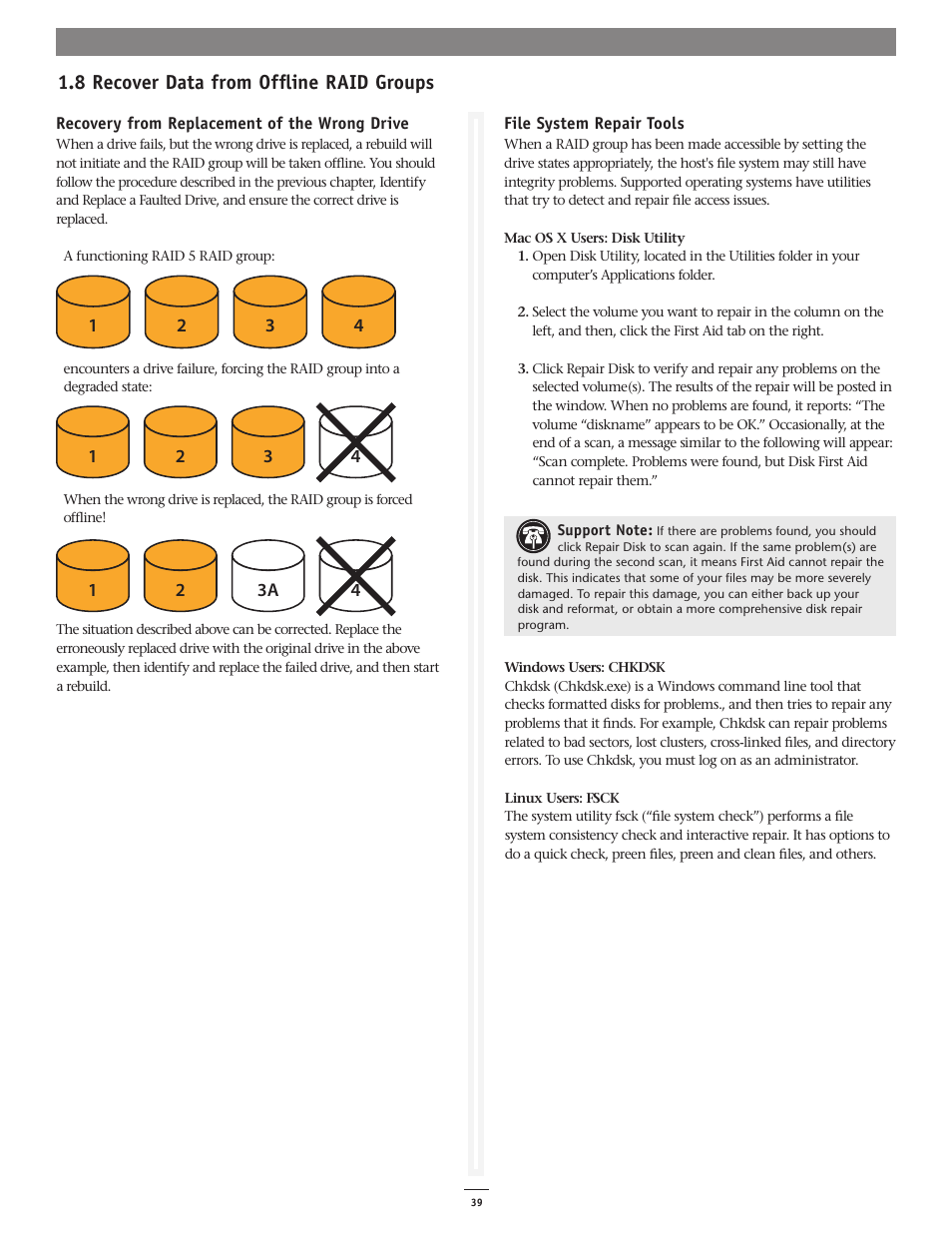 8 recover data from offline raid groups | Sonnet Technologies Fusion RAID Configuration Tool and Utilities Operation Manual User Manual | Page 45 / 82