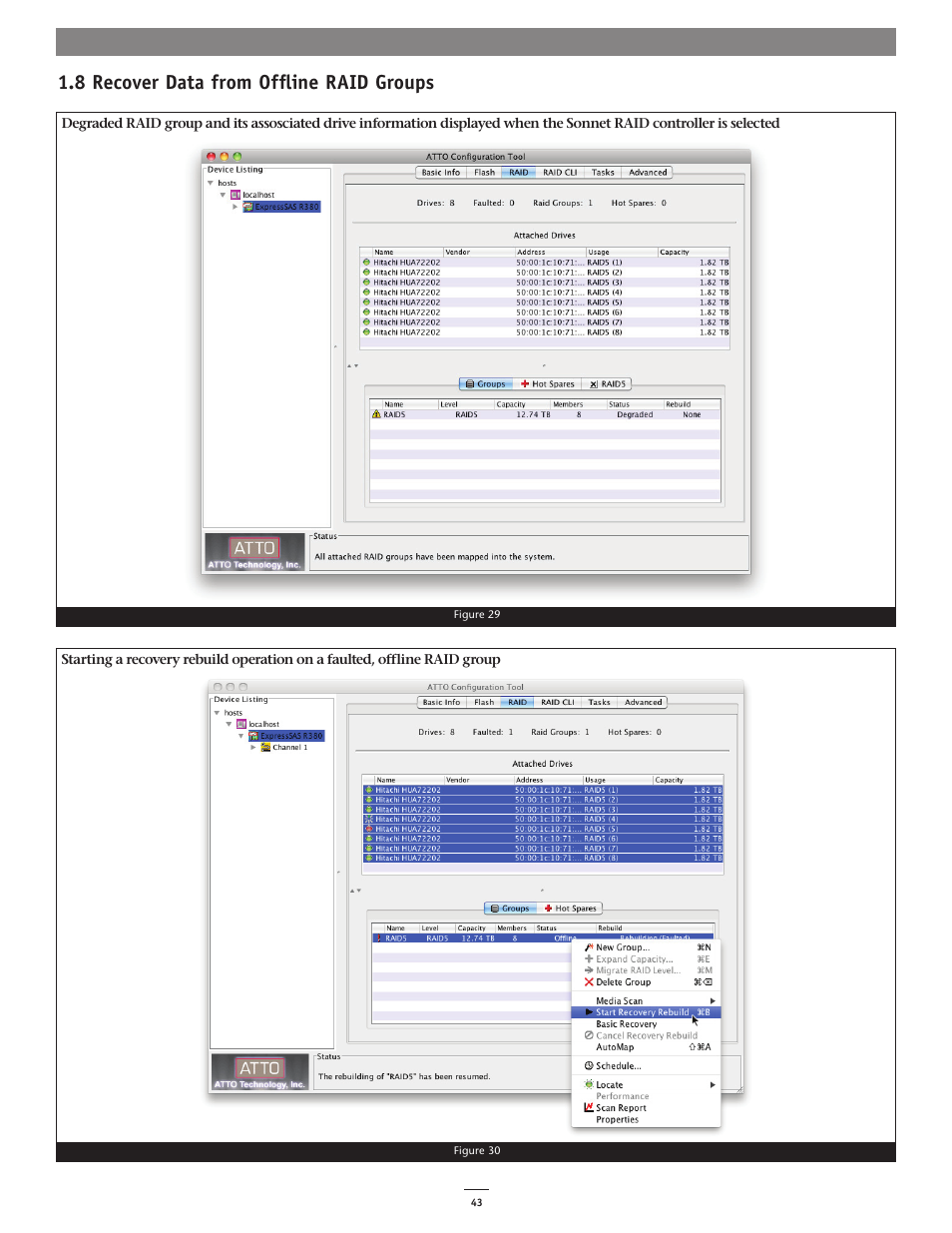 8 recover data from offline raid groups | Sonnet Technologies Fusion RAID Configuration Tool and Utilities Operation Manual User Manual | Page 49 / 82