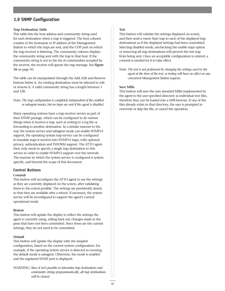 9 snmp configuration | Sonnet Technologies Fusion RAID Configuration Tool and Utilities Operation Manual User Manual | Page 53 / 82