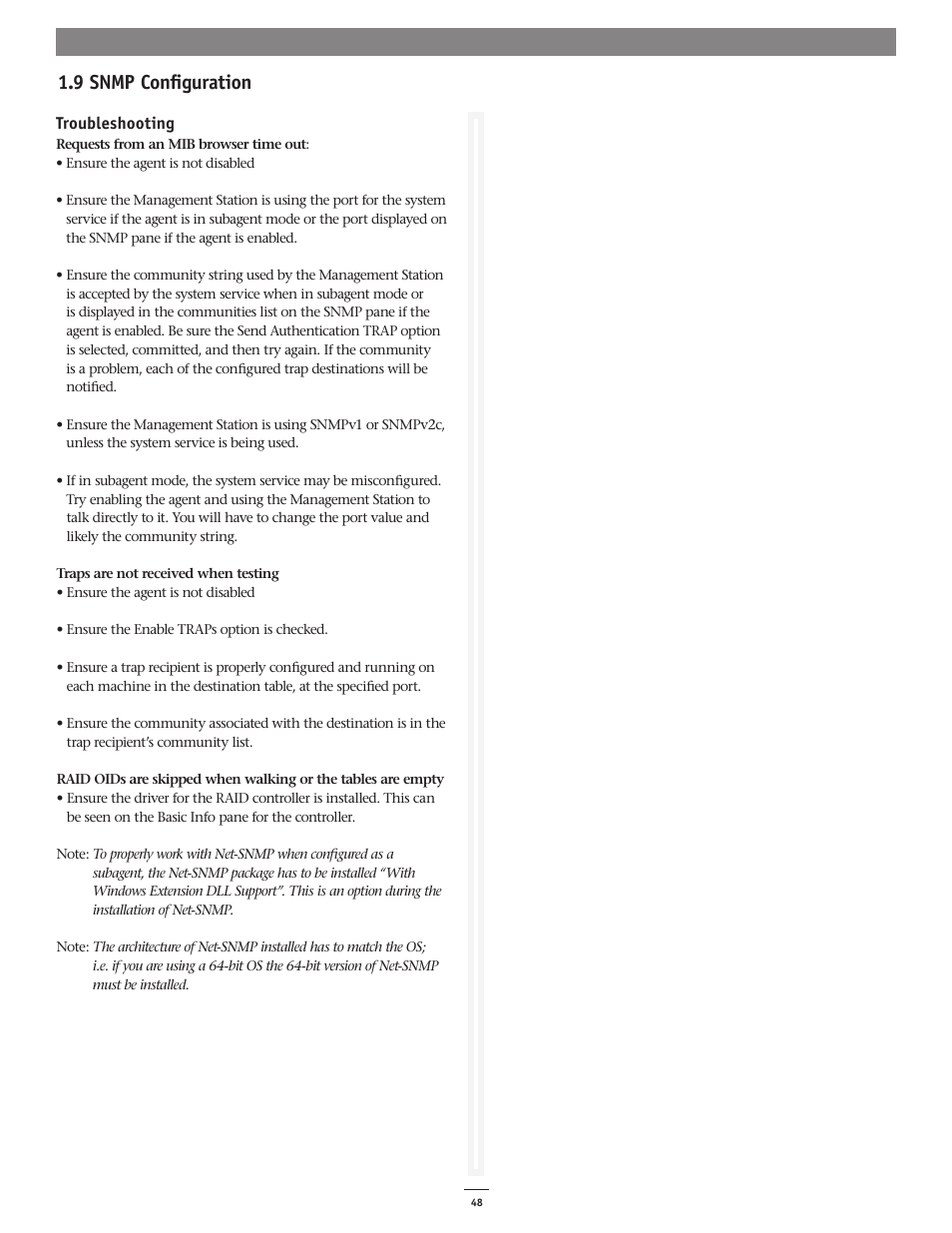 9 snmp configuration | Sonnet Technologies Fusion RAID Configuration Tool and Utilities Operation Manual User Manual | Page 54 / 82