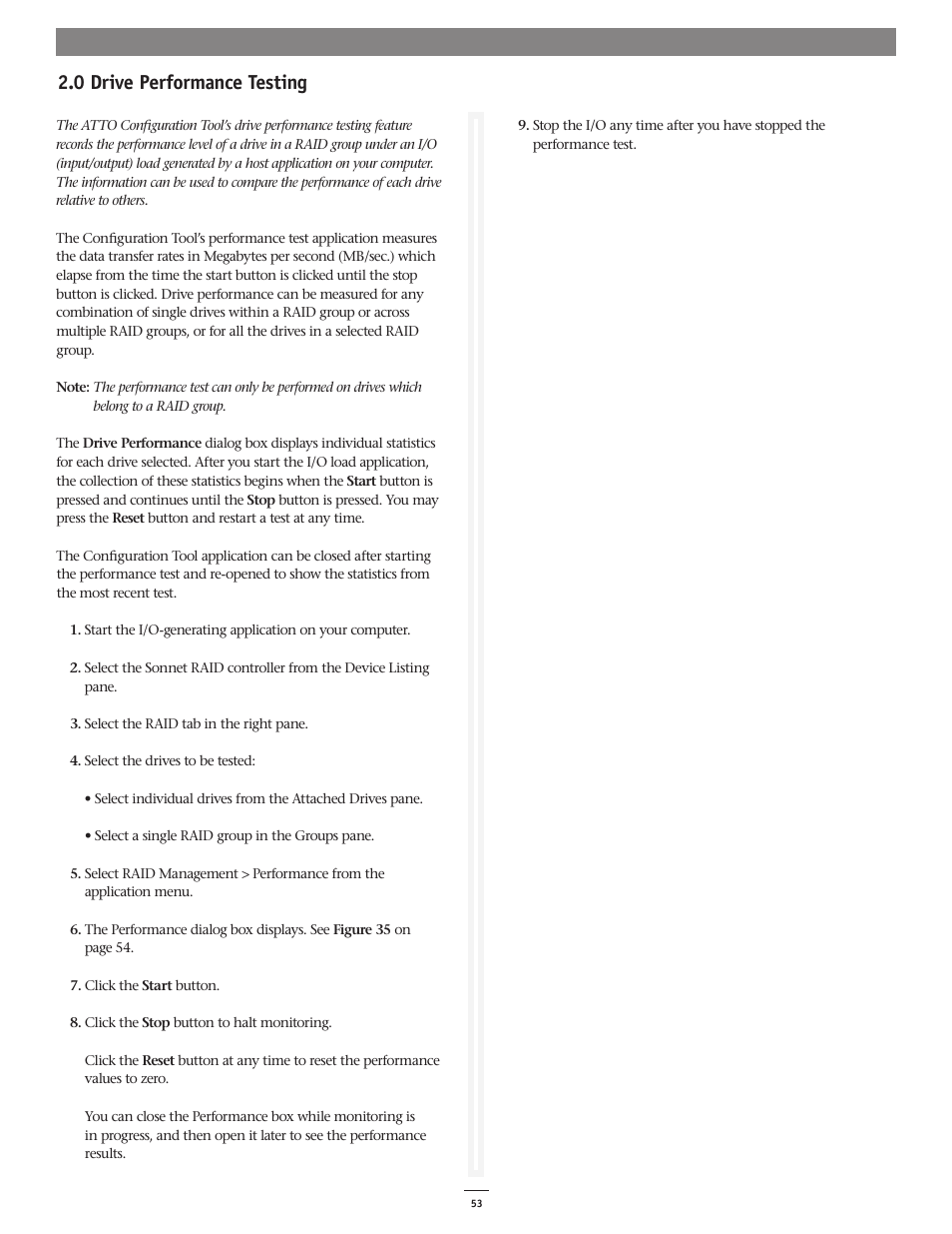 0 drive performance testing | Sonnet Technologies Fusion RAID Configuration Tool and Utilities Operation Manual User Manual | Page 59 / 82