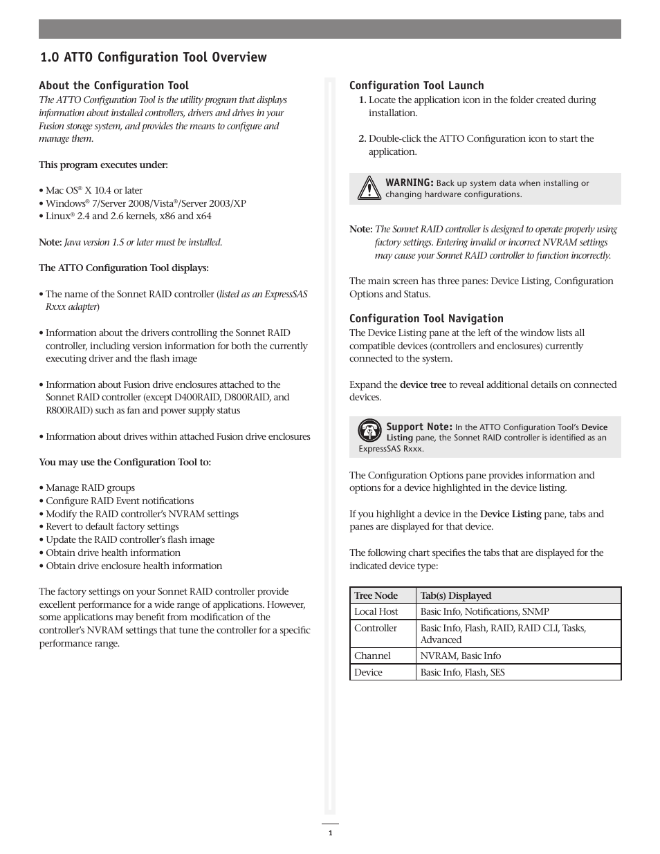 0 atto configuration tool overview | Sonnet Technologies Fusion RAID Configuration Tool and Utilities Operation Manual User Manual | Page 7 / 82