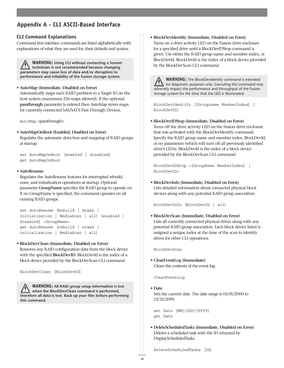 Appendix a - cli ascii-based interface | Sonnet Technologies Fusion RAID Configuration Tool and Utilities Operation Manual User Manual | Page 70 / 82