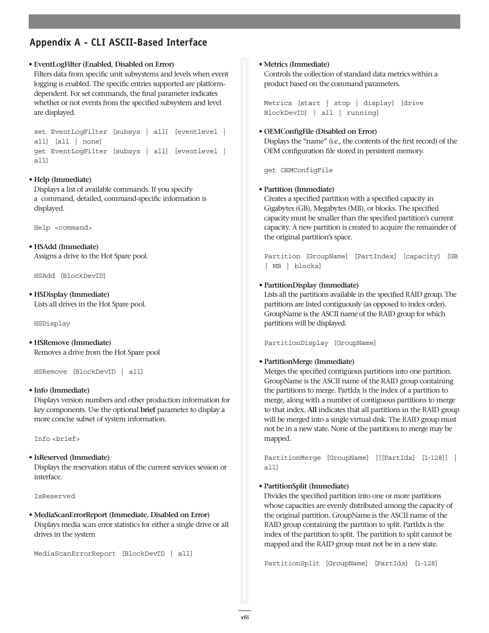 Appendix a - cli ascii-based interface | Sonnet Technologies Fusion RAID Configuration Tool and Utilities Operation Manual User Manual | Page 72 / 82