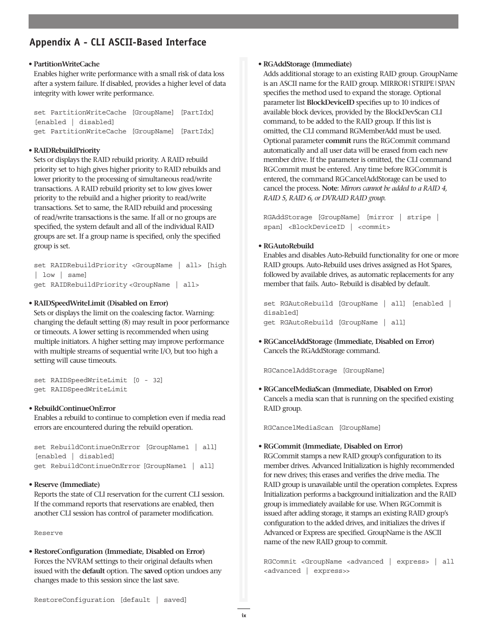 Appendix a - cli ascii-based interface | Sonnet Technologies Fusion RAID Configuration Tool and Utilities Operation Manual User Manual | Page 73 / 82