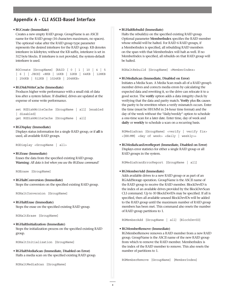 Appendix a - cli ascii-based interface | Sonnet Technologies Fusion RAID Configuration Tool and Utilities Operation Manual User Manual | Page 74 / 82