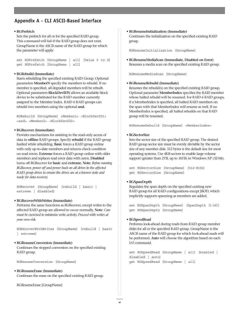 Appendix a - cli ascii-based interface | Sonnet Technologies Fusion RAID Configuration Tool and Utilities Operation Manual User Manual | Page 75 / 82